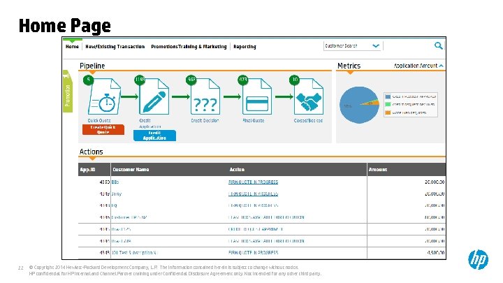 Home Page 22 © Copyright 2014 Hewlett-Packard Development Company, L. P. The information contained