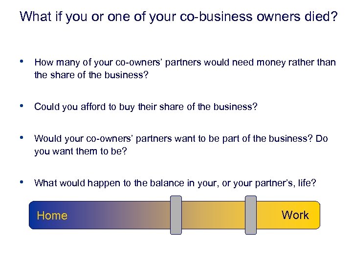 What if you or one of your co-business owners died? • How many of