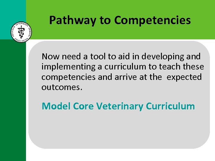 Pathway to Competencies Now need a tool to aid in developing and implementing a