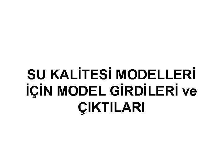 SU KALİTESİ MODELLERİ İÇİN MODEL GİRDİLERİ ve ÇIKTILARI 