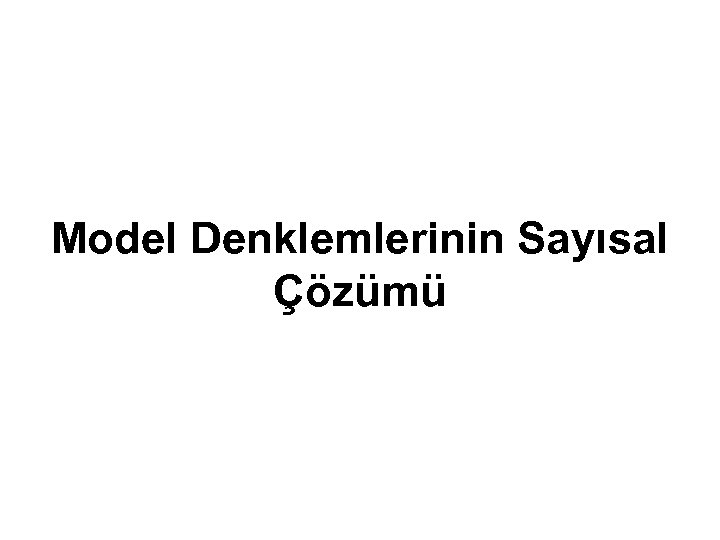 Model Denklemlerinin Sayısal Çözümü 