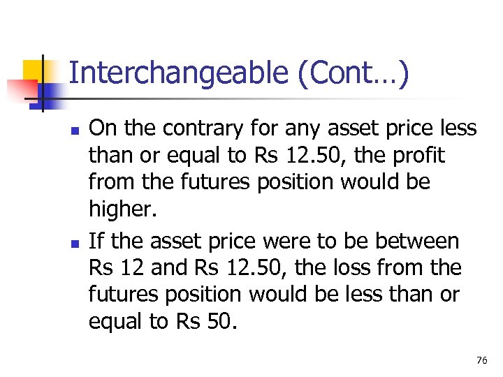 Interchangeable (Cont…) n n On the contrary for any asset price less than or