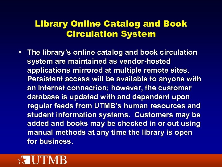 Library Online Catalog and Book Circulation System • The library’s online catalog and book