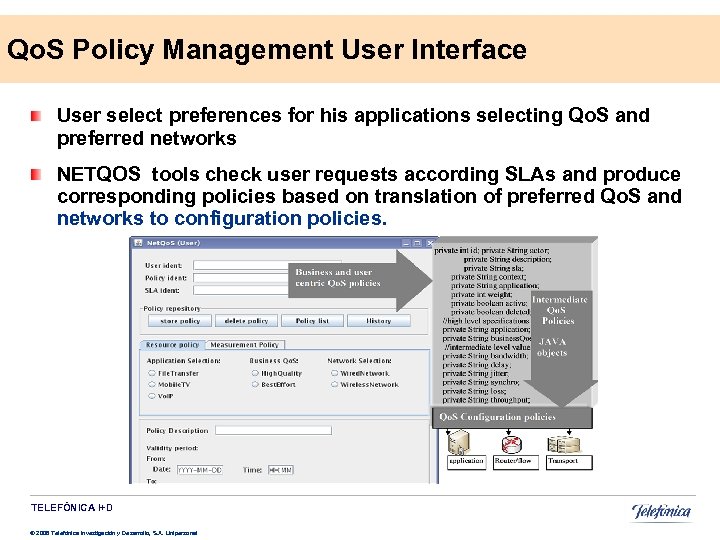 Qo. S Policy Management User Interface User select preferences for his applications selecting Qo.