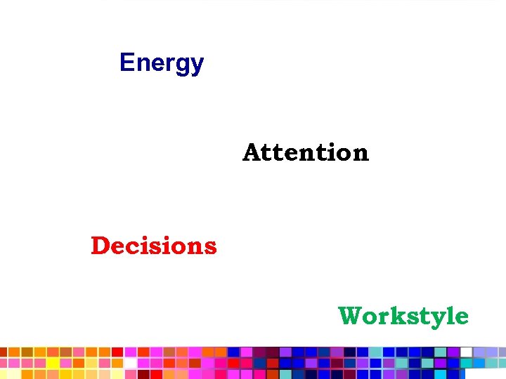 Energy Attention Decisions Workstyle 