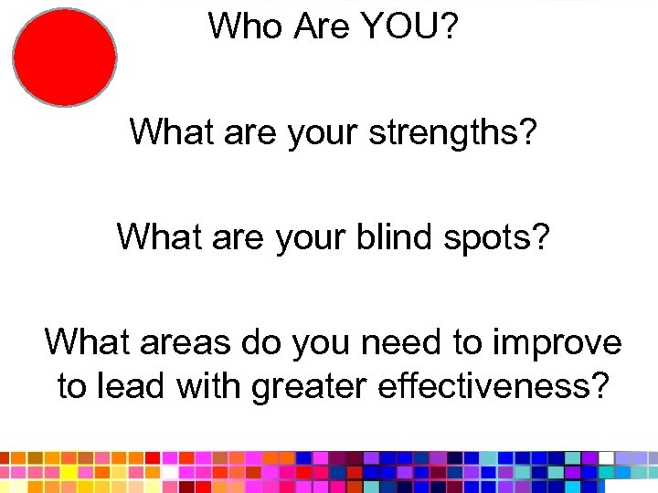 Who Are YOU? What are your strengths? What are your blind spots? What areas