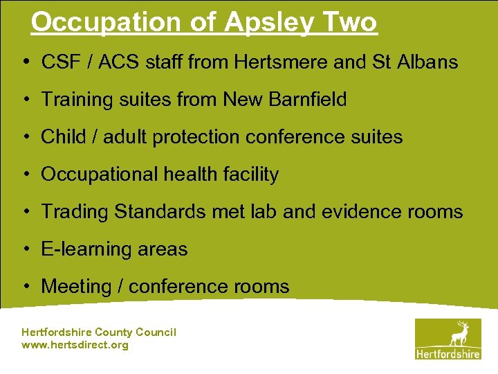 Occupation of Apsley Two • CSF / ACS staff from Hertsmere and St Albans