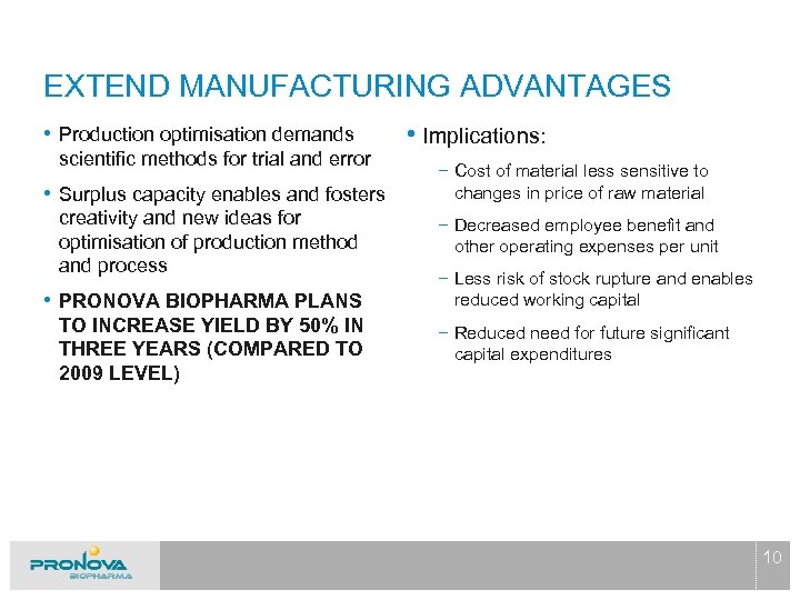 EXTEND MANUFACTURING ADVANTAGES • Production optimisation demands scientific methods for trial and error •