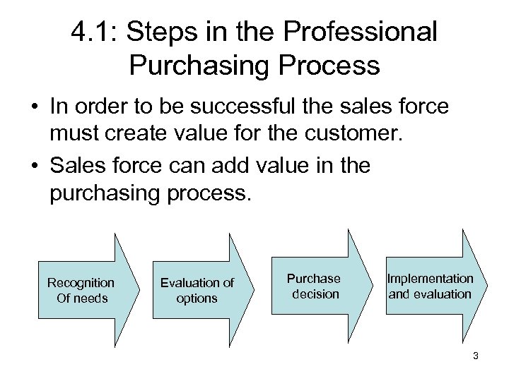 4. 1: Steps in the Professional Purchasing Process • In order to be successful