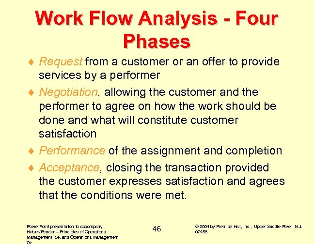 Work Flow Analysis - Four Phases ¨ Request from a customer or an offer