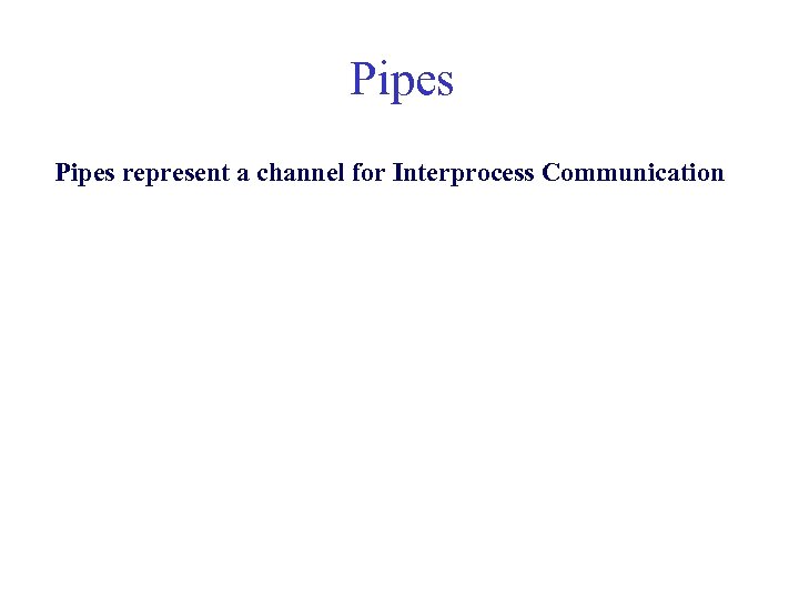 Pipes represent a channel for Interprocess Communication 