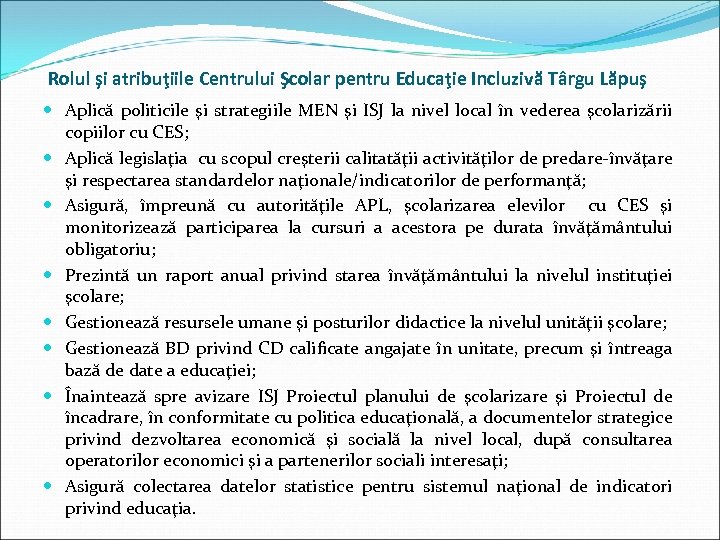 Rolul şi atribuţiile Centrului Şcolar pentru Educaţie Incluzivă Târgu Lăpuş Aplică politicile şi strategiile