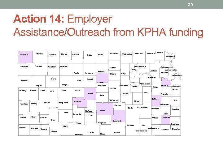36 Action 14: Employer Assistance/Outreach from KPHA funding Rawlins Cheyenne Sherman Decatur Sheridan Thomas