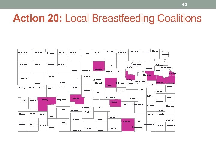 43 Action 20: Local Breastfeeding Coalitions Rawlins Cheyenne Sherman Decatur Sheridan Thomas Norton Graham