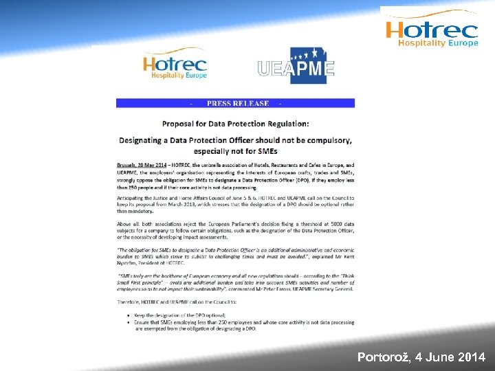 Portorož, 4 June 2014 