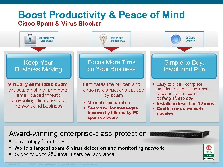 Boost Productivity & Peace of Mind Cisco Spam & Virus Blocker Keep Your Business