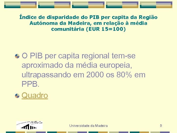 Índice de disparidade do PIB per capita da Região Autónoma da Madeira, em relação