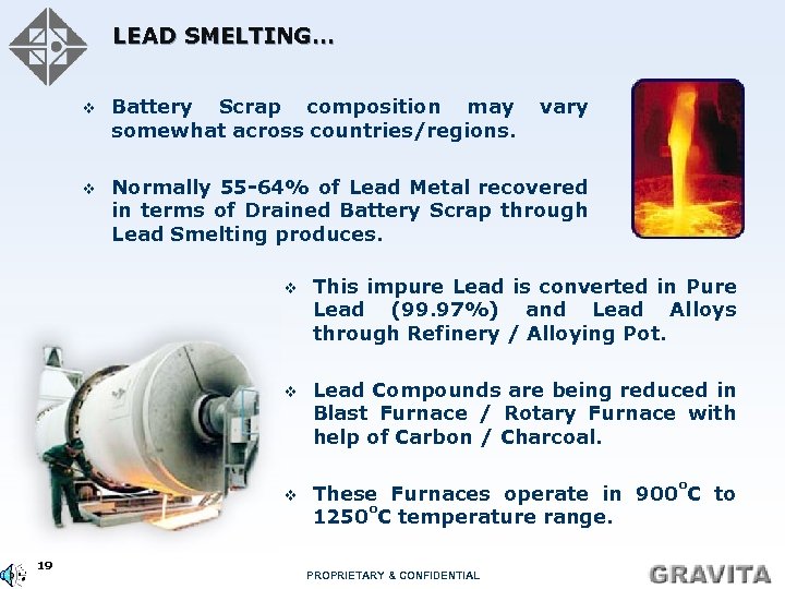 LEAD SMELTING… v Battery Scrap composition may vary somewhat across countries/regions. v Normally 55