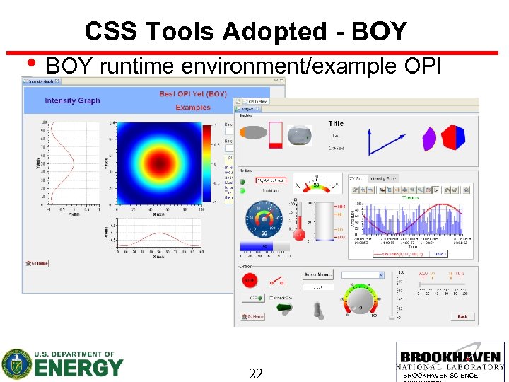 CSS Tools Adopted - BOY • BOY runtime environment/example OPI screens 22 BROOKHAVEN SCIENCE