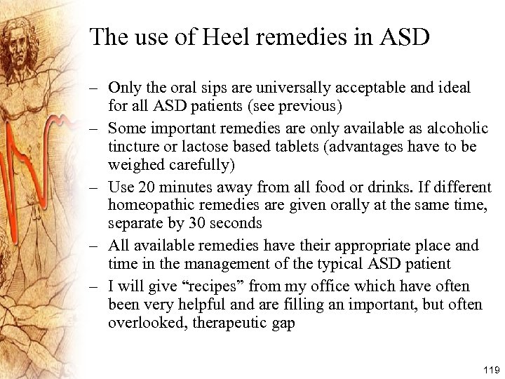 The use of Heel remedies in ASD – Only the oral sips are universally