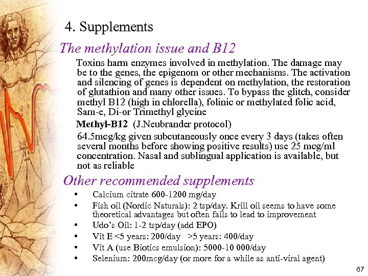 4. Supplements The methylation issue and B 12 Toxins harm enzymes involved in methylation.