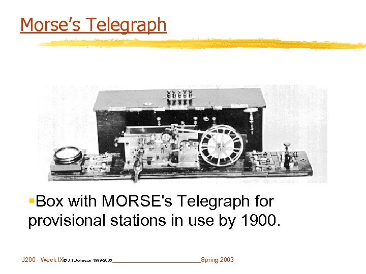 Morse’s Telegraph §Box with MORSE's Telegraph for provisional stations in use by 1900. J
