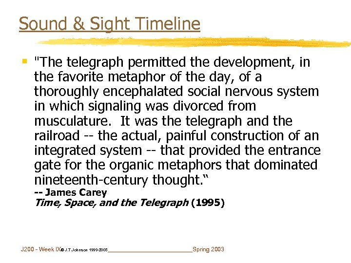Sound & Sight Timeline § 