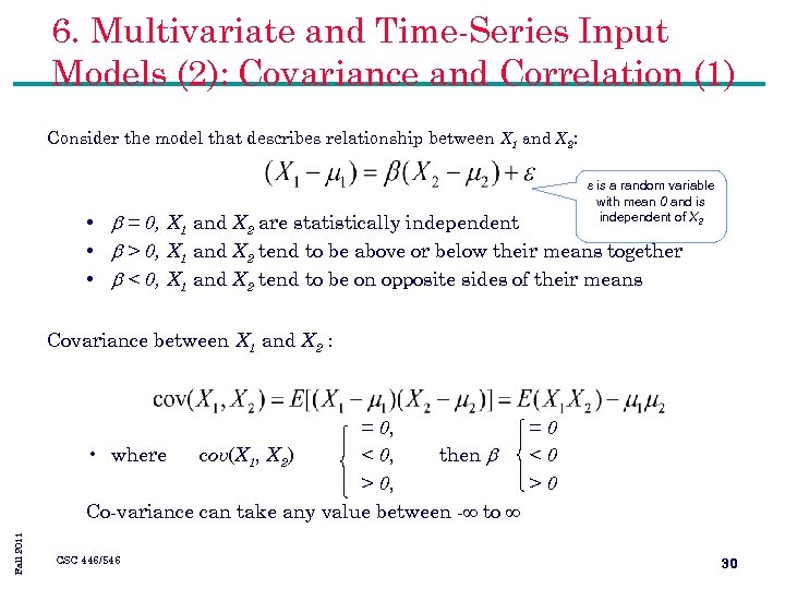 6. Multivariate and Time-Series Input Models (2): Covariance and Correlation (1) Consider the model