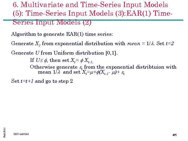 6. Multivariate and Time-Series Input Models (5): Time-Series Input Models (3): EAR(1) Time. Series