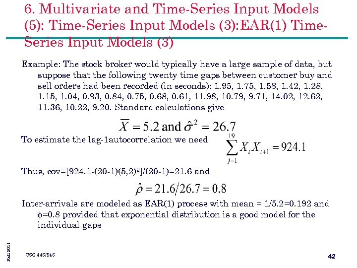 6. Multivariate and Time-Series Input Models (5): Time-Series Input Models (3): EAR(1) Time. Series