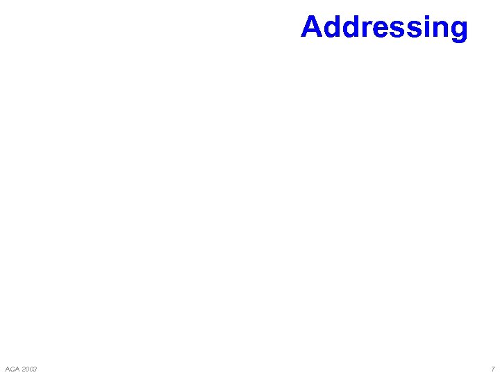 Addressing ACA 2003 7 