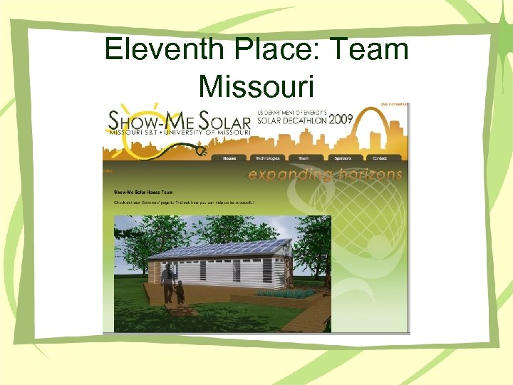 Eleventh Place: Team Missouri 