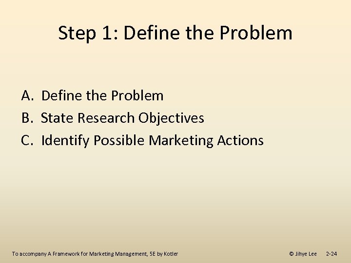 Step 1: Define the Problem A. Define the Problem B. State Research Objectives C.