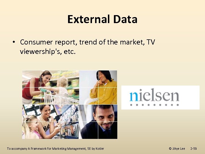 External Data • Consumer report, trend of the market, TV viewership's, etc. To accompany