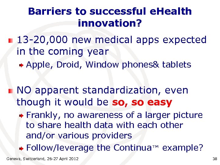 Barriers to successful e. Health innovation? 13 -20, 000 new medical apps expected in