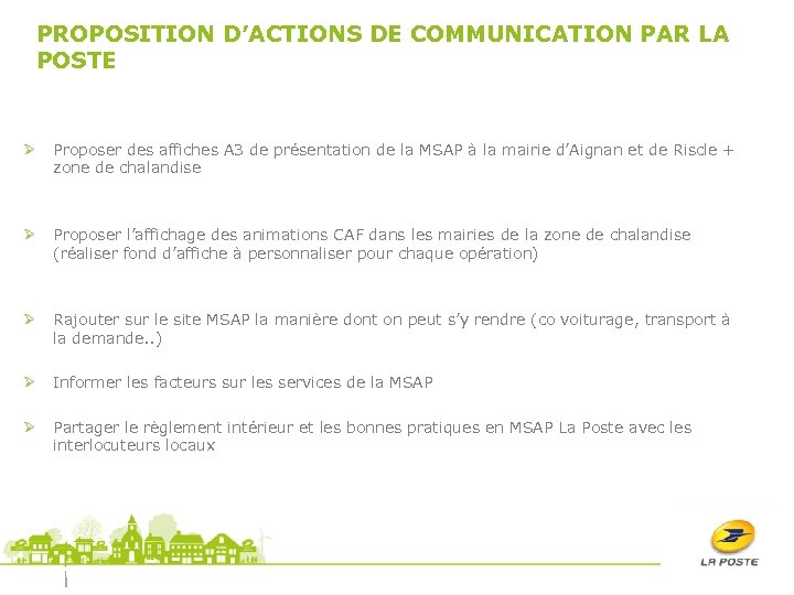 PROPOSITION D’ACTIONS DE COMMUNICATION PAR LA POSTE Ø Proposer des affiches A 3 de
