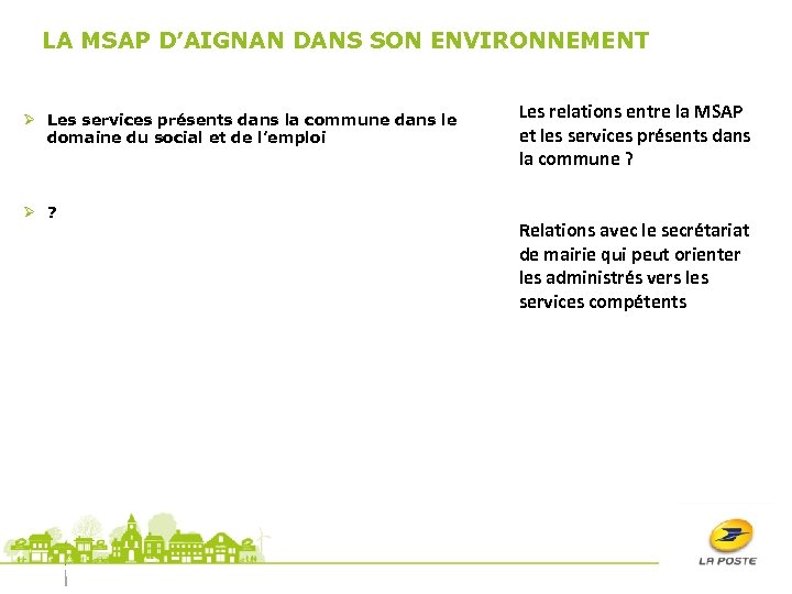 LA MSAP D’AIGNAN DANS SON ENVIRONNEMENT Ø Les services présents dans la commune dans