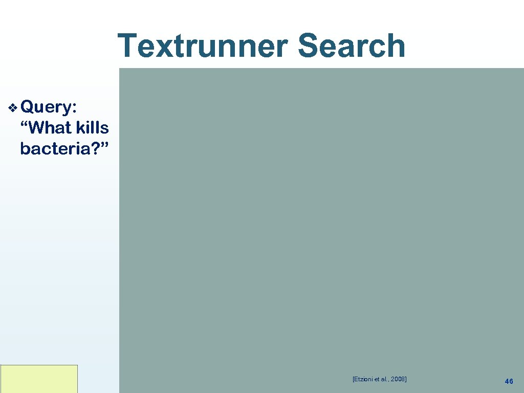 Textrunner Search ❖ Query: “What kills bacteria? ” © Franz J. Kurfess [Etzioni et