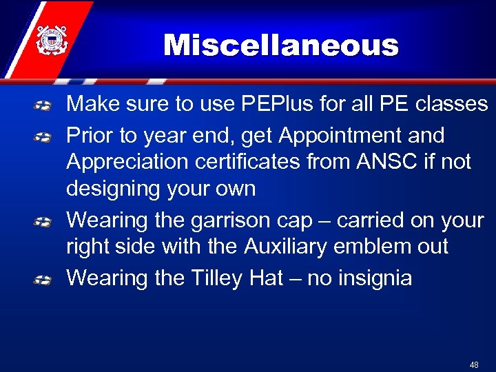 Miscellaneous Make sure to use PEPlus for all PE classes Prior to year end,