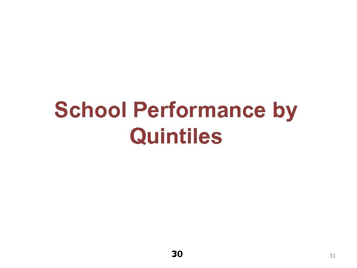 School Performance by Quintiles 30 31 