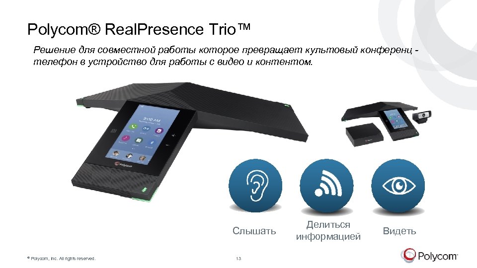 Polycom® Real. Presence Trio™ Решение для совместной работы которое превращает культовый конференц телефон в
