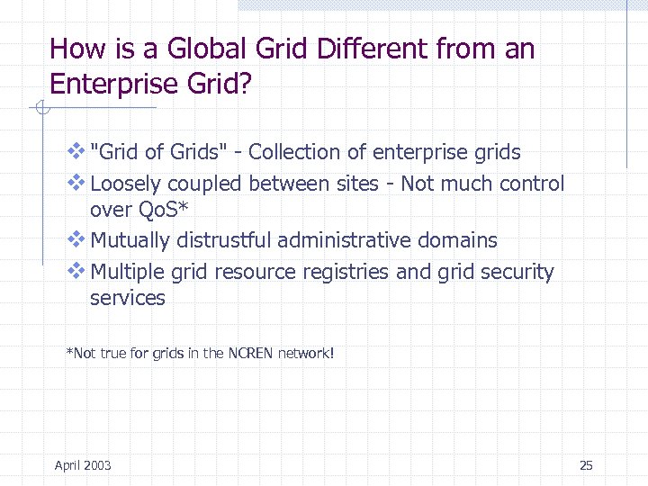 How is a Global Grid Different from an Enterprise Grid? v 