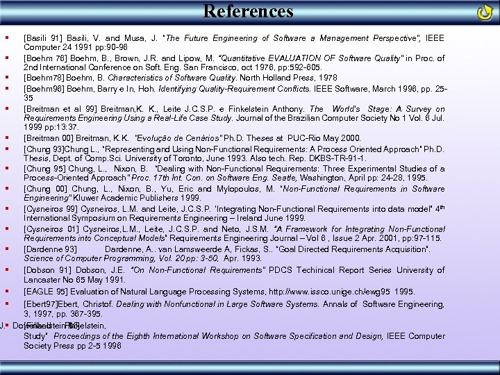 References § § § § J. § [Basili 91] Basili, V. and Musa, J.
