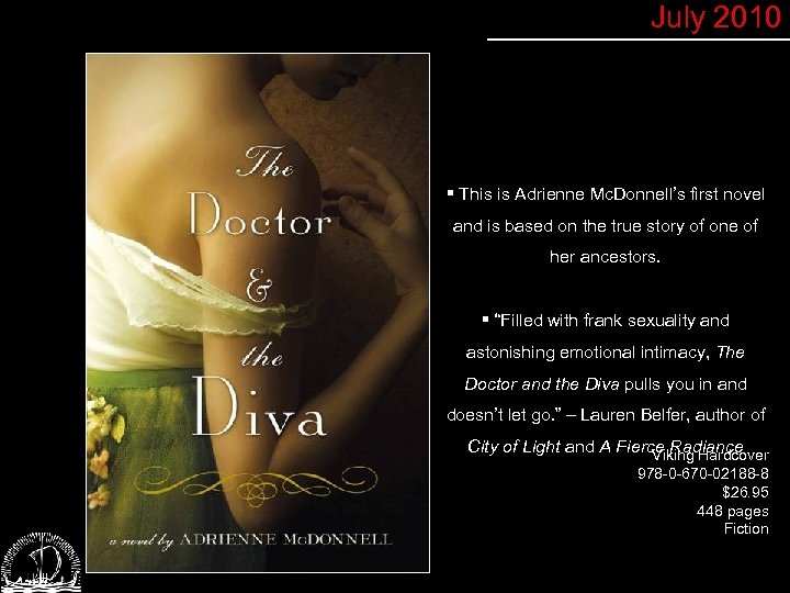 July 2010 § This is Adrienne Mc. Donnell’s first novel and is based on