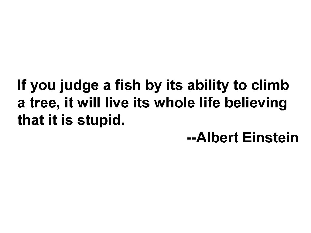 If you judge a fish by its ability to climb a tree, it will