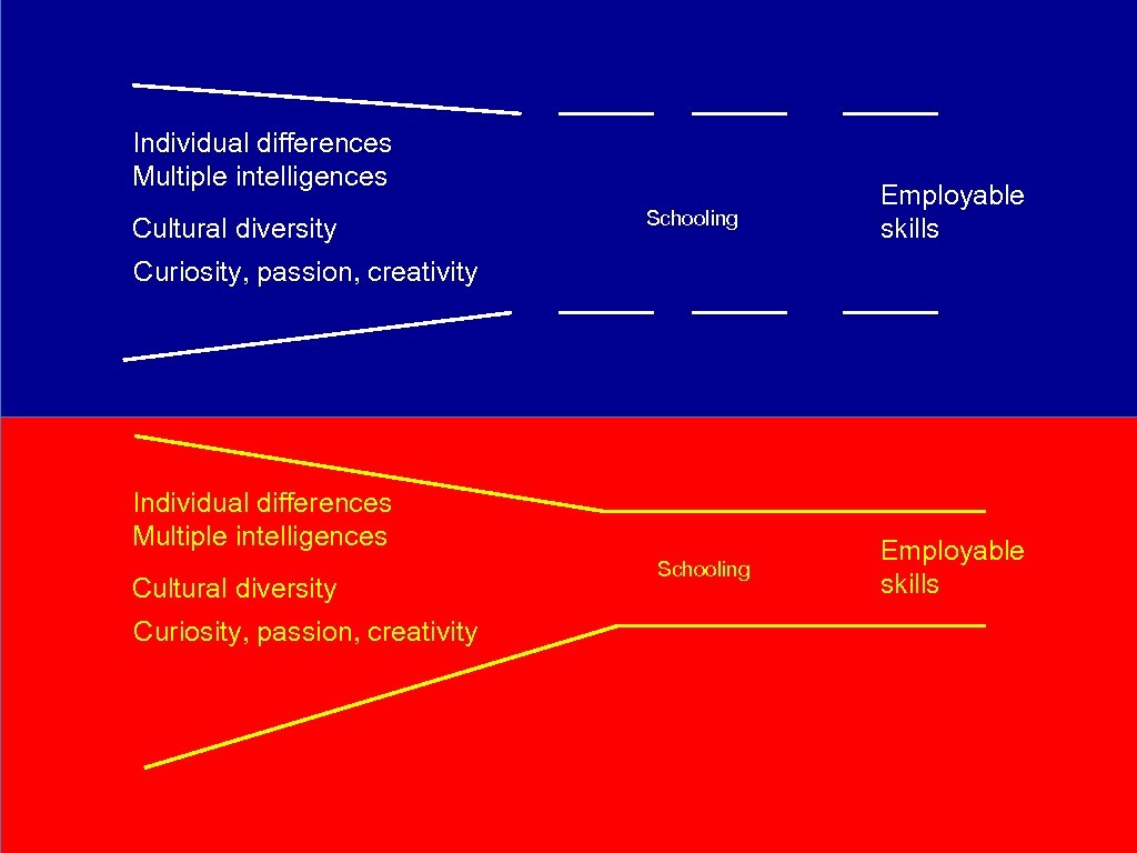 Individual differences Multiple intelligences Cultural diversity Schooling Employable skills Curiosity, passion, creativity Individual differences