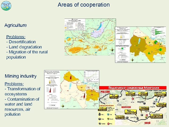 Areas of cooperation Agriculture Problems: - Desertification - Land degradation - Migration of the