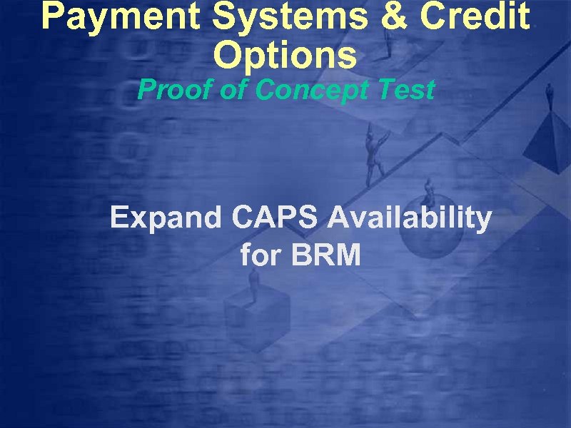 Payment Systems & Credit Options Proof of Concept Test Expand CAPS Availability for BRM