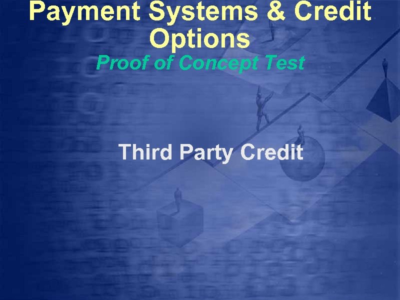 Payment Systems & Credit Options Proof of Concept Test Third Party Credit 