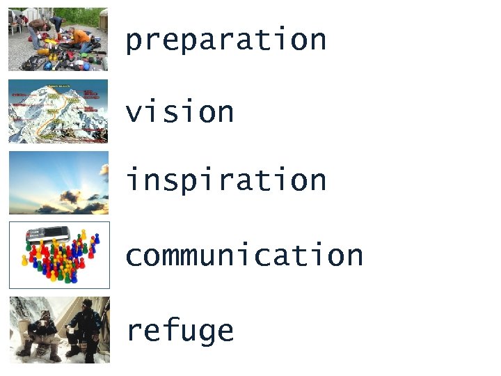 preparation vision inspiration communication refuge 